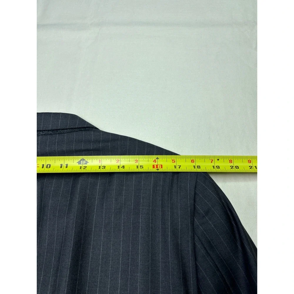 Hickey Freeman Loro Piana Super 150s Wool Pinstripe Blazer 42L Charcoal‎